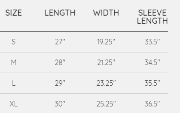 Gildan Heavyweight Hoodie Size Chart